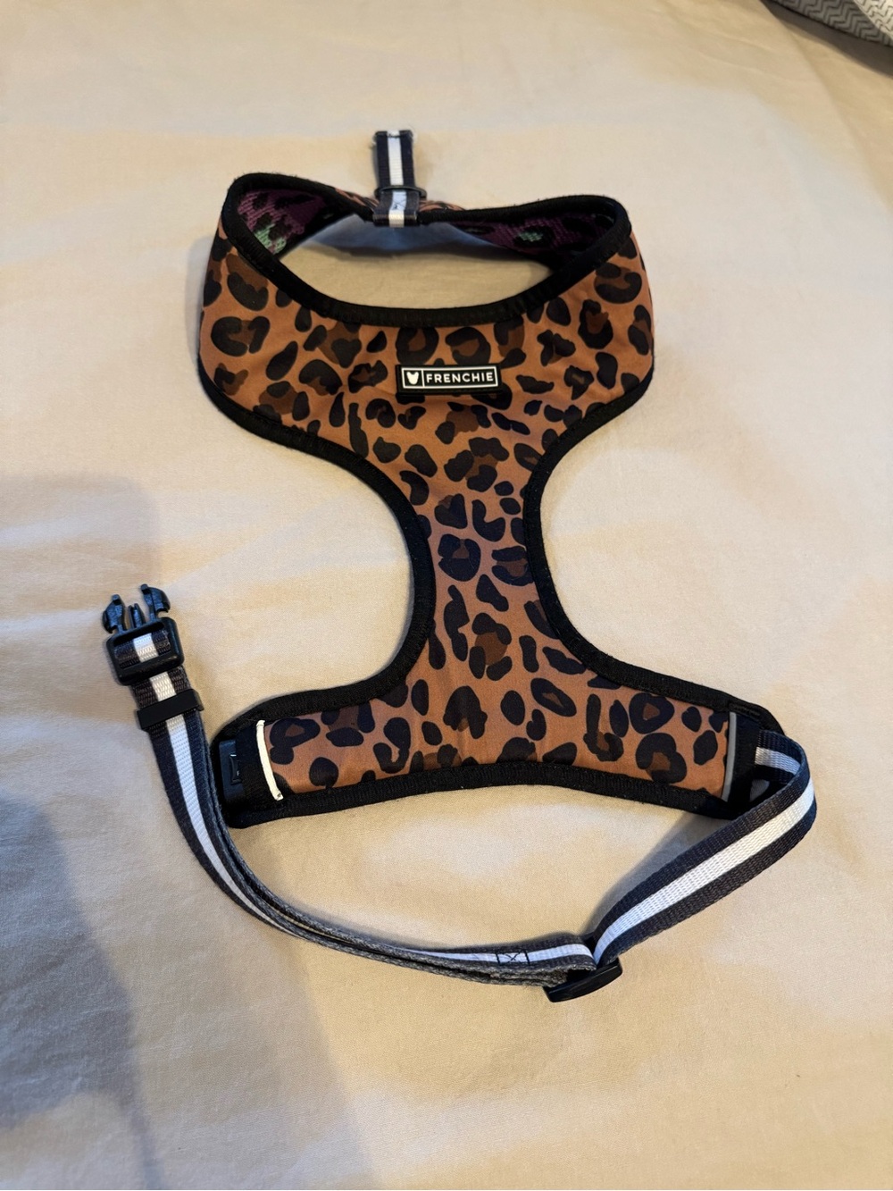 Frenchie Leopard Print Brown Dog Harness - Stylish Padded Comfort